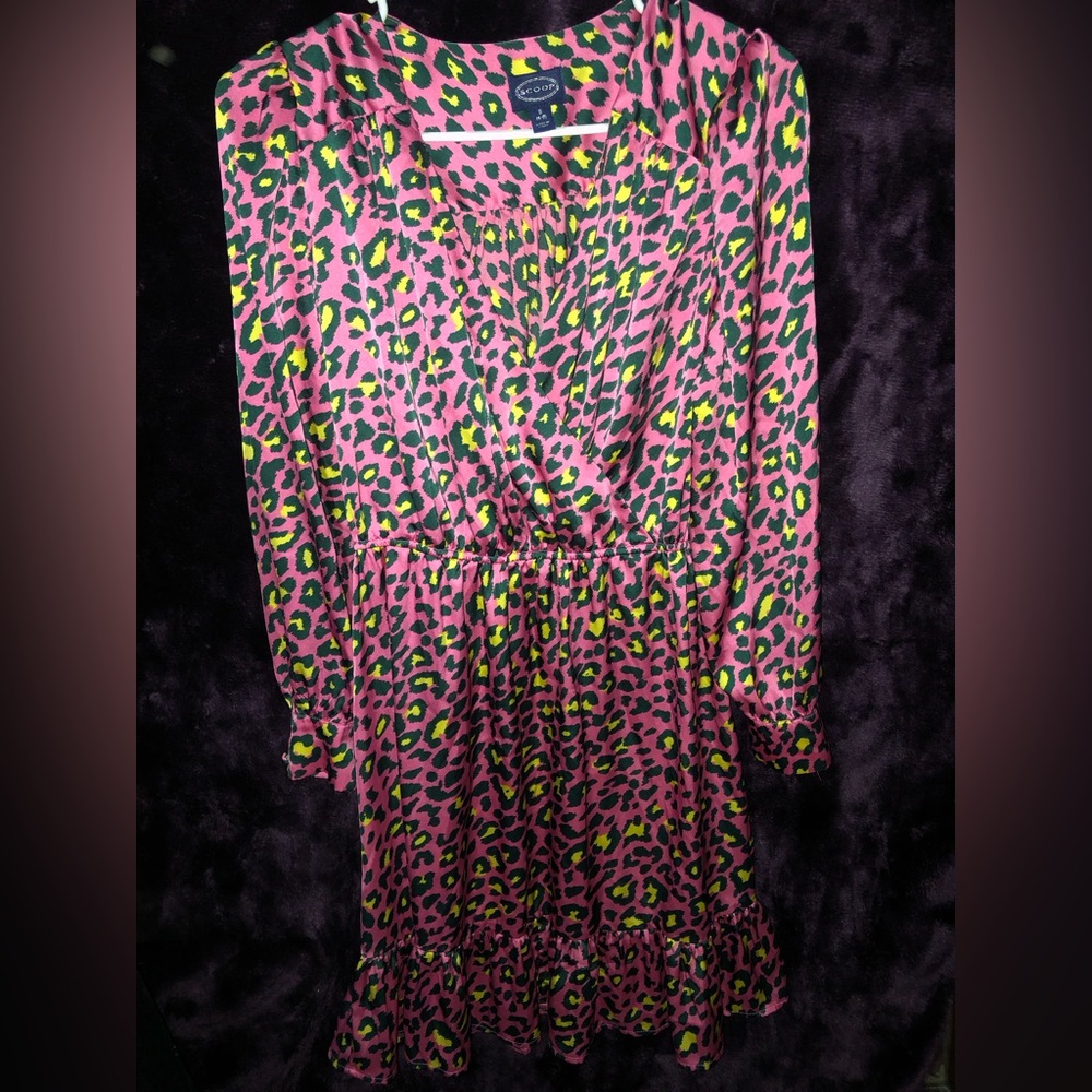Scoop shiny hot pink leapord print Maxi dress